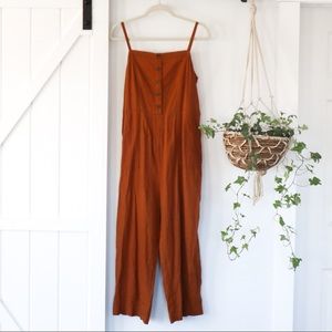 Cotton cropped wide leg jumpsuit overalls